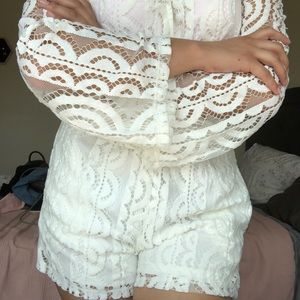 Mimi Chica White Lace Short Romper